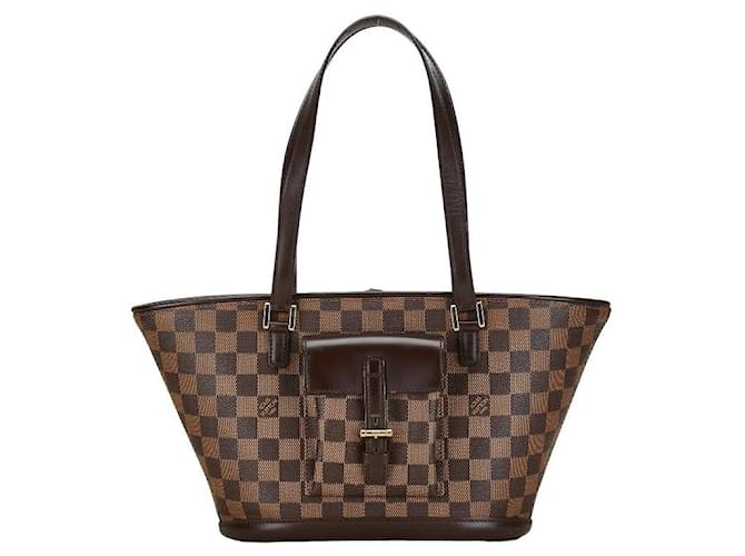 Bolsa tote Louis Vuitton Damier Manosque PM N51121 em muito bom estado Marrom Lona  ref.1418799