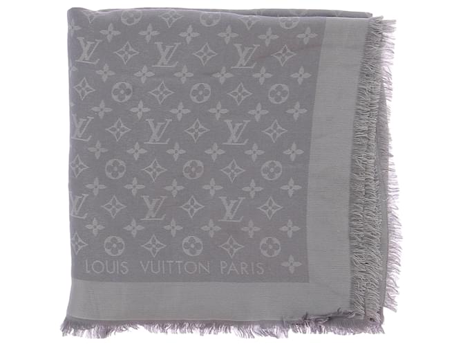 LOUIS VUITTON Foulards T.  silk Soie Gris  ref.1418814