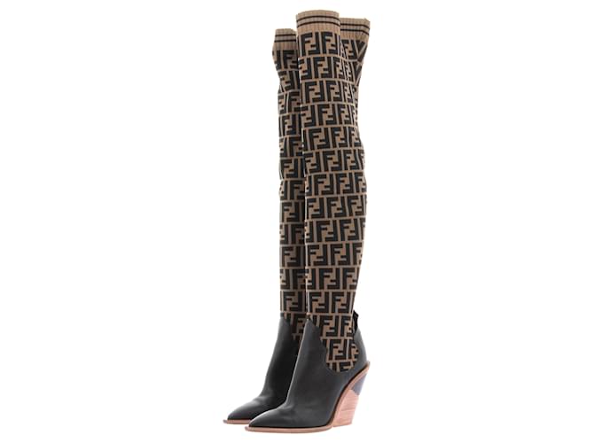 FENDI  Boots T.eu 38 leather Brown  ref.1418820