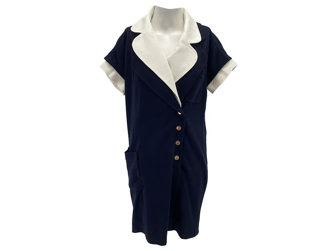 Vestido Chanel T.FR 40 de seda Azul marinho