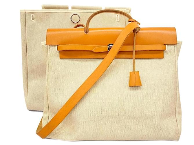 Hermès Hermes Herbag Beige Lienzo  ref.1418897