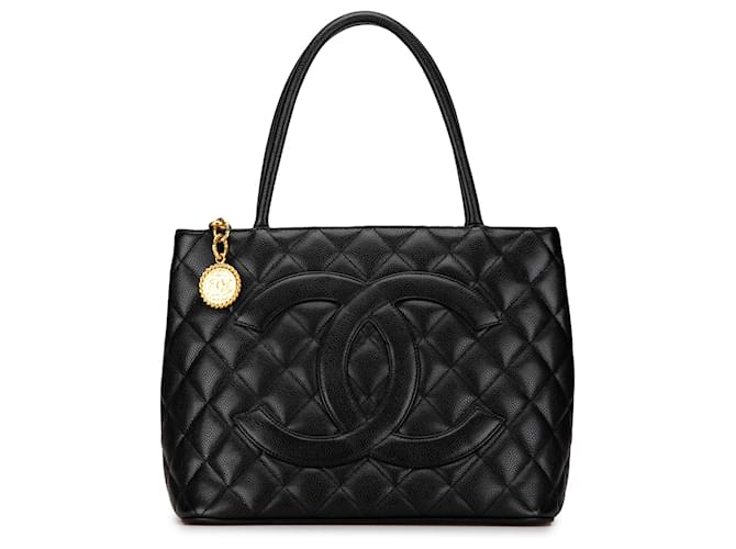 Sac cabas en caviar noir Chanel Cuir  ref.1418964