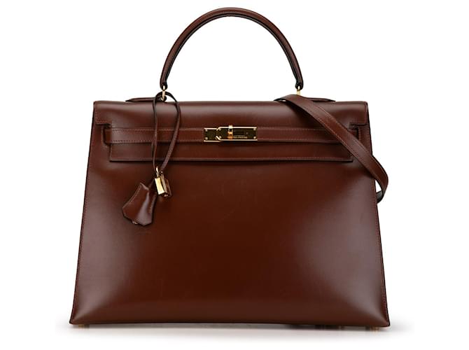 Hermès Brown Box Bezerro Kelly Sellier 35 Marrom Couro Bezerro-como bezerro  ref.1418987