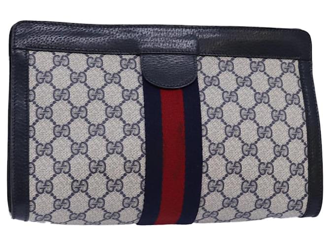 GUCCI GG Supreme Sherry Line Clutch Bag PVC Navy Red 89 01 002 Auth yk12807 Navy blue  ref.1419103