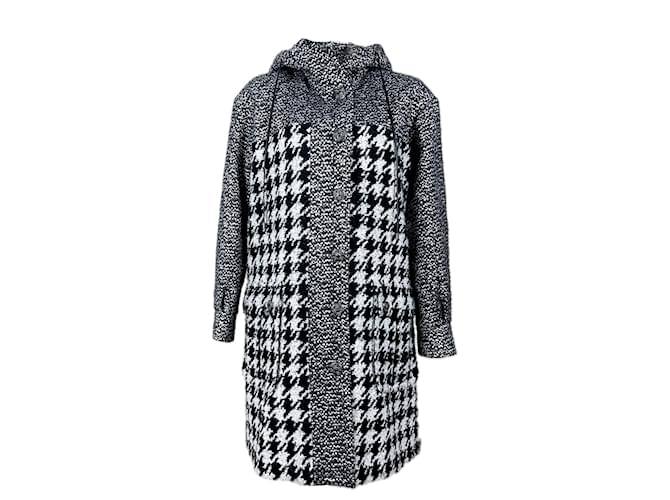 Chanel Nouveau manteau de parka en tweed avec boutons en bijoux CC Noir  ref.1419125