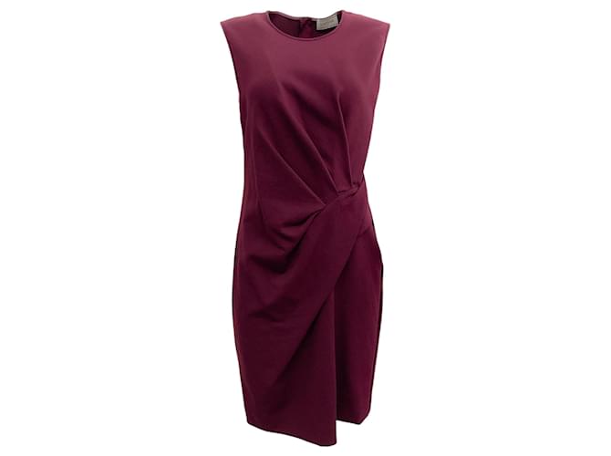 Lanvin Burgundy Sleeveless Ruched Dress Red Cotton  ref.1419162