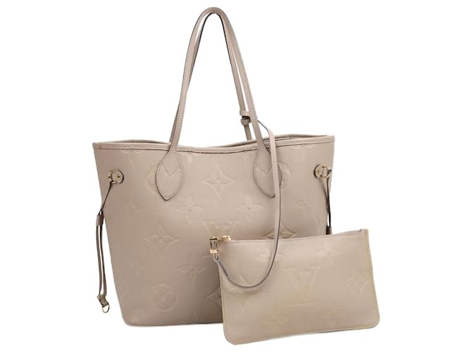 Borsa a tracolla Louis Vuitton Monogram Empreinte Neverfull MM in tortora M45686 Beige Pelle  ref.1419166