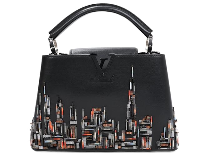 Louis Vuitton Pelle di vitello liscia Beaded Skyline Soho Capucines BB 2modo Borsa in nero  ref.1419172