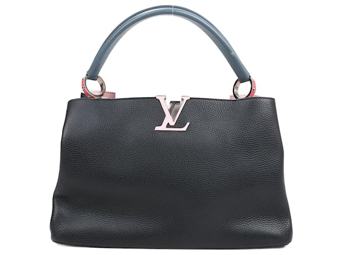 Bolsa Louis Vuitton Taurillon Capucines MM em Tricolor (Cor preta, cinzento, Rosa) Preto Couro  ref.1419177