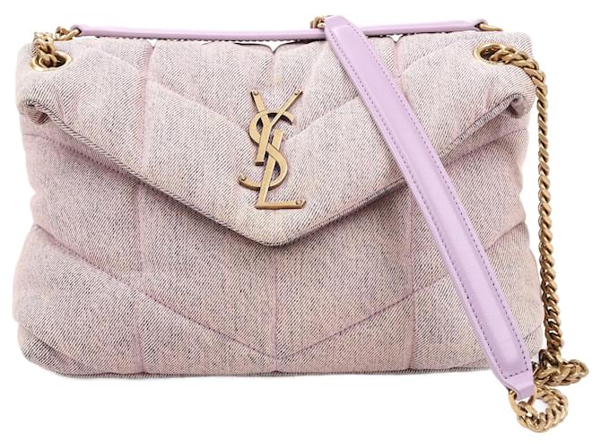 Borsa a tracolla media Loulou Chain Saint Laurent Paris in tela monogramma in rosa 577476  ref.1419182