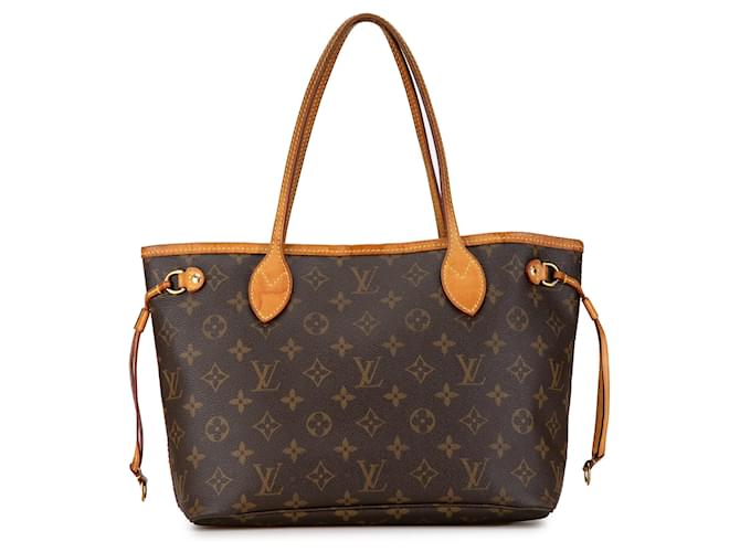 Louis Vuitton Brown-Monogramm Neverfull PM Braun Leder Leinwand  ref.1419231