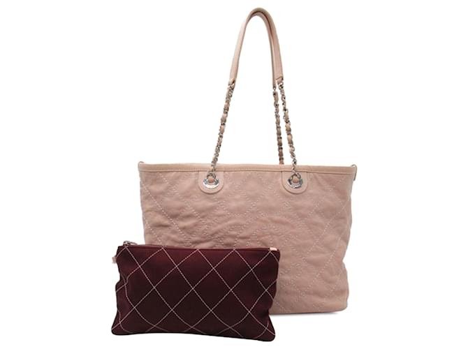 Chanel Pink CC Caviar Wild Stitch Tote Leather  ref.1419239