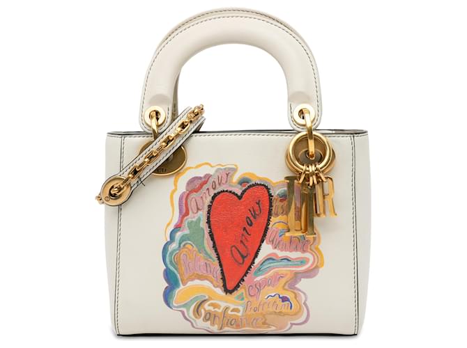 Dior White x Niki De Saint Phalle Dioramour Mini Lady Dior Leather Pony-style calfskin  ref.1419242