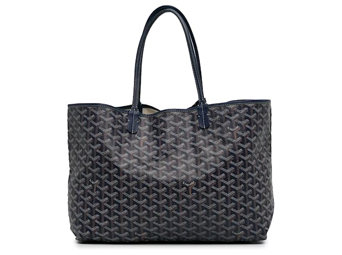 Goyard Blue Goyardine Saint Louis PM Blau Dunkelblau Kalbähnliches Kalb Tuch  ref.1419278