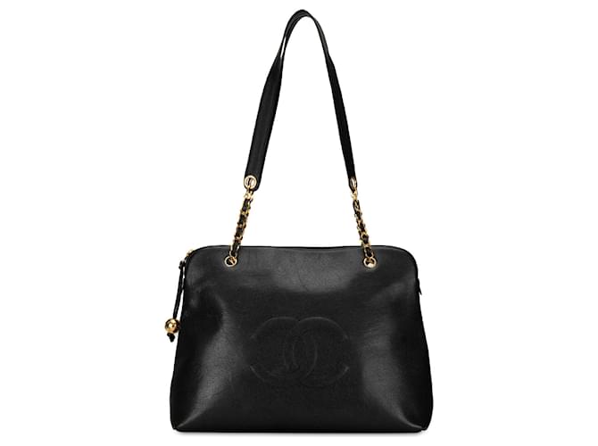 Sac à bandoulière Chanel CC Caviar noir Cuir  ref.1419291