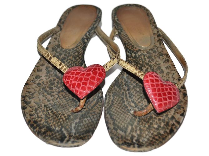 Dolce & Gabbana Python Print Leather Flip-Flops 39 Multiple colors