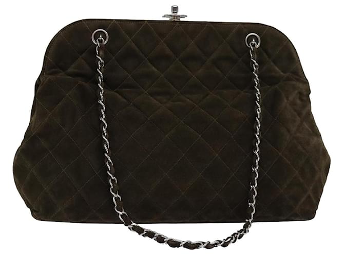 CHANEL Matelasse Chain Shoulder Bag Suede Khaki CC Auth 77106  ref.1419375