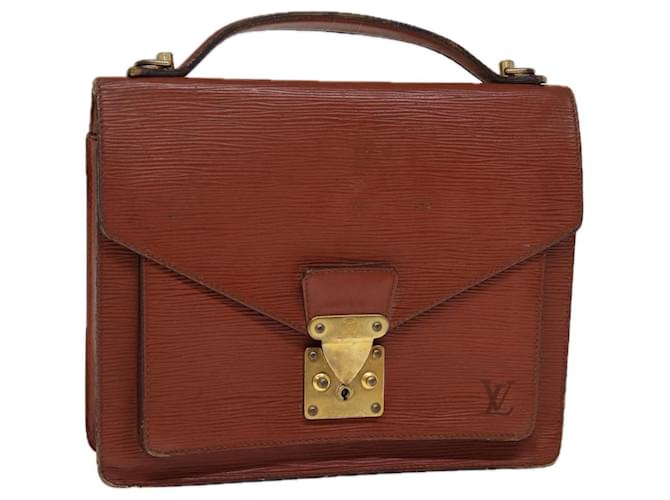 LOUIS VUITTON Bolso de mano Epi Monceau Marrón M52123 LV Auth 77148 Castaño Cuero  ref.1419377