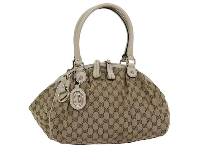 Bolsa de mão de lona GUCCI GG bege 223974 auth 77030  ref.1419381