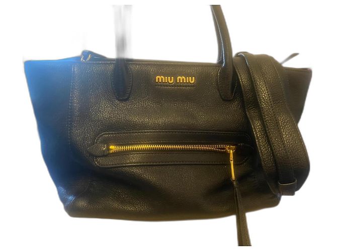 Borsa a mano Miu Miu in pelle nera Nero