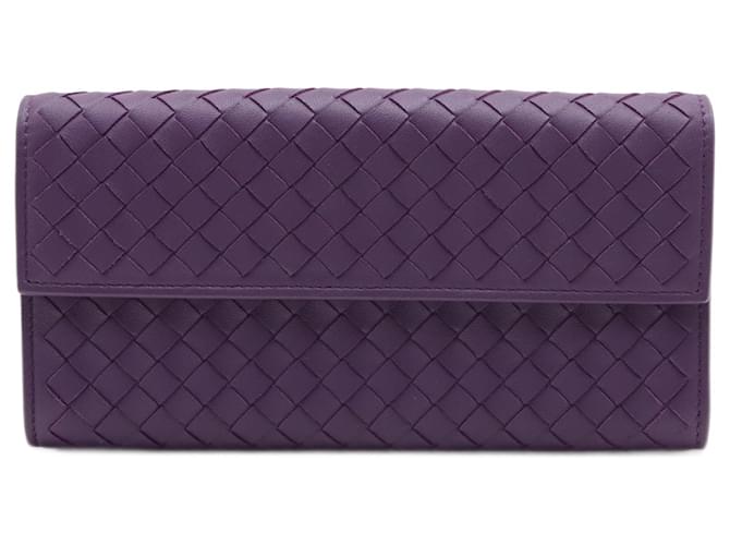 【BOTTEGA VENETA】Intreccio Nappa Calf Flap Long Wallet Bottega Vintage Veneta Nappa Intrecciato Flap Wallet Brown