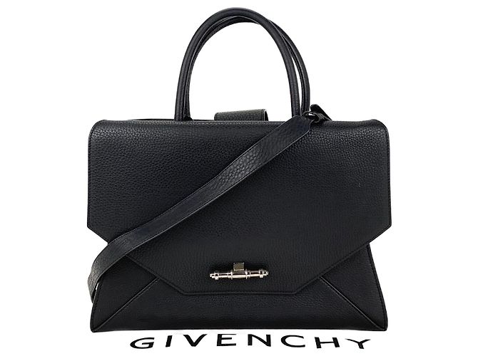 Givenchy Obsedia Medium Flap Black Pebbled Calfskin Hand Bag
