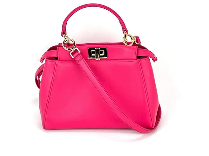 Fendi Mini Peekaboo Sac à bandoulière en cuir rose  ref.1419446