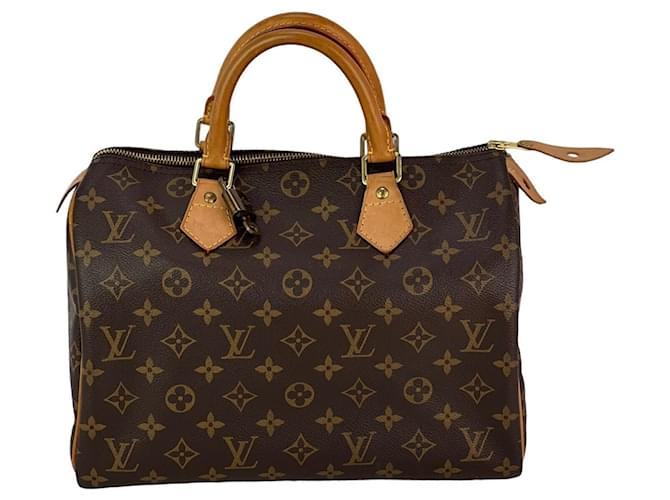 Speedy Louis Vuitton schnell 30 HANDTASCHE MIT MONOGRAMM Braun Leinwand  ref.1419451