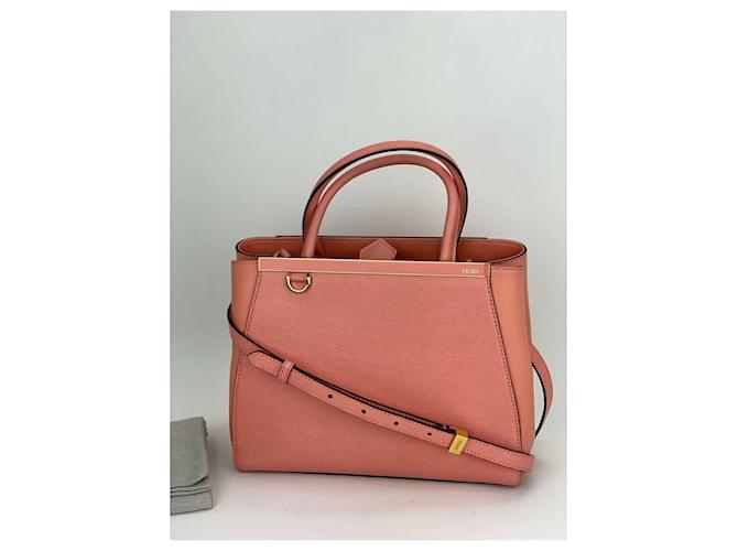 Fendi Vitello Elite Flamingo Petite 2Jours Tote Ecstasy Shoulder crossbody Bag Pink Leather  ref.1419456