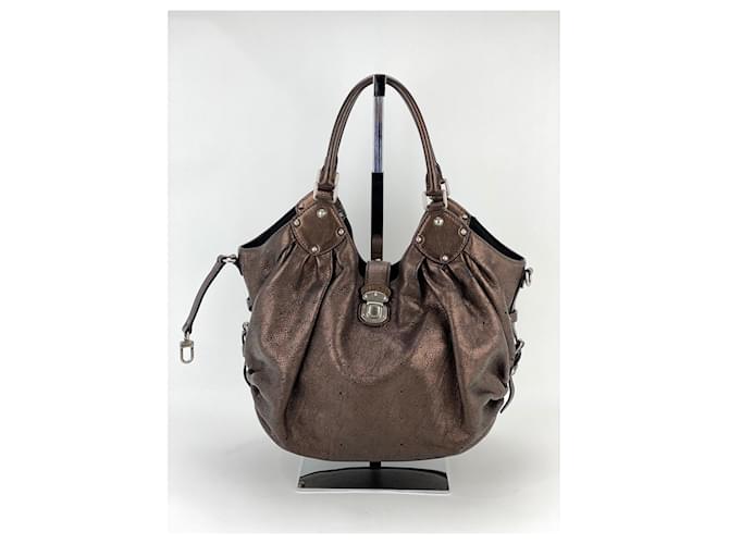 Louis Vuitton Large Mahina Metallic Bronze Leather Shoulder Bag pre owned Brown  ref.1419460