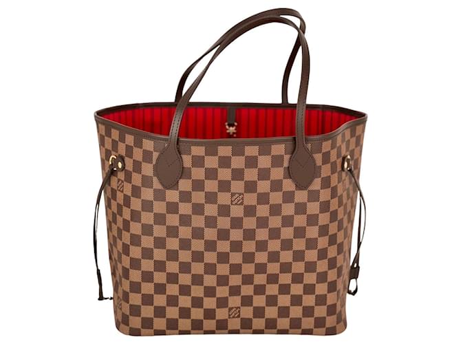 Borsa tote in tela Neverfull MM Damier Ebene di LOUIS VUITTON Marrone  ref.1419482