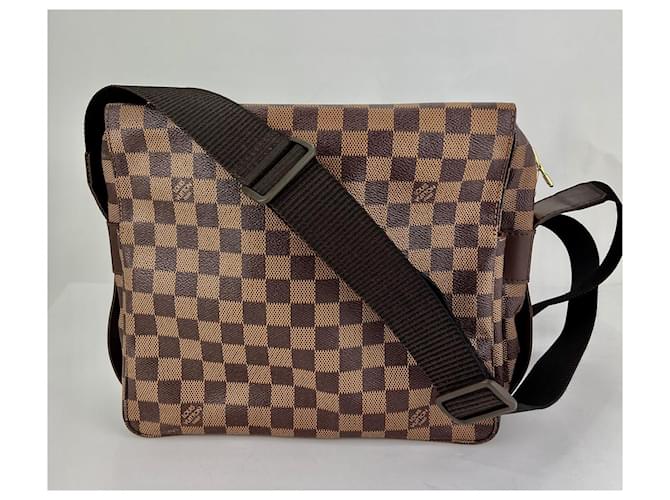 Louis Vuitton Men's Damier Ebene Canvas Naviglio Shoulder Messenger Bag Briefcase Brown Cloth  ref.1419487