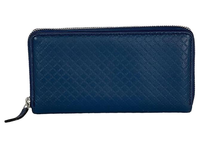 Cartera de mano azul con cremallera Micro Guccissima de Gucci Cuero  ref.1419502