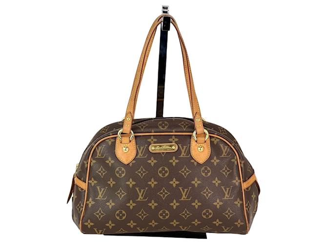 LOUIS VUITTON Sac à bandoulière Montorgueil PM en toile monogram Marron  ref.1419504