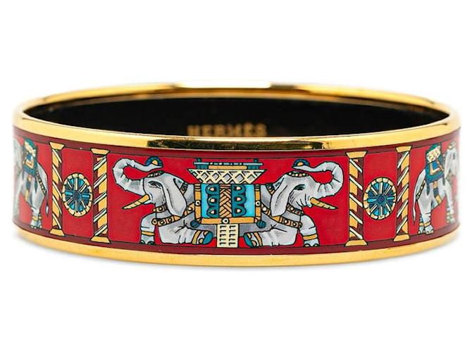 Hermès Hermes Enamel GM Bangle Bracelet Gold Red Multicolor in Great Condition Golden  ref.1419519