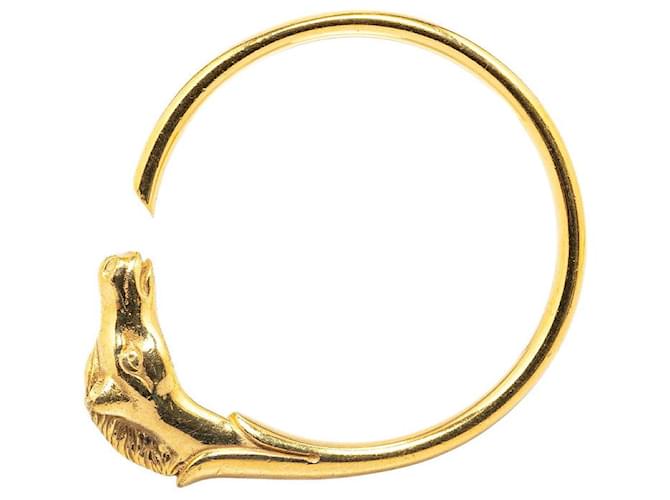 Hermès Hermes Cheval Horse Bangle Bracelet Gold Plated 0.7cm 19cm in Very Good Condition Golden Metal  ref.1419520