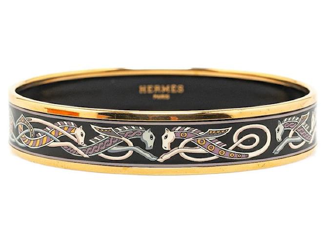 Hermès Bracelet Enamel MM Hermes Or Noir en Très Bon État Métal  ref.1419537