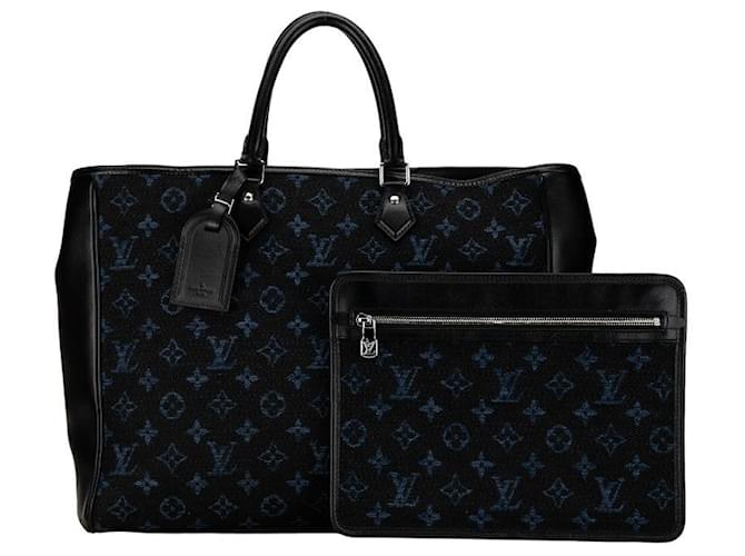 Sac tote Grand Sac en jacquard Monogram Louis Vuitton M55203 en très bon état Toile Bleu  ref.1419548