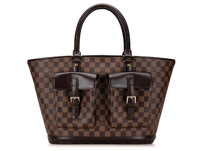 Louis Vuitton Damier Manosque GM Handbag Tote N51120 in Very Good Condition Brown Plastic  ref.1419550