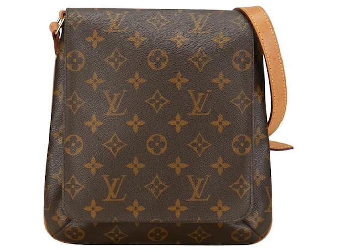 Bolsa de ombro curta Louis Vuitton Monogram Musette Salsa M51258 em couro PVC marrom em muito bom estado Plástico  ref.1419552