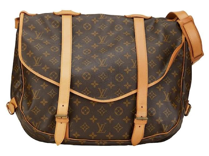 Louis Vuitton Monogram Saumur 43 Shoulder Bag M42252 Brown PVC Leather in Very Good Condition Cloth  ref.1419556