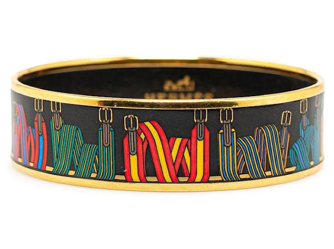 Hermès Hermes Les Sangles Enamel Bangle GM  Enamel Bangle in Excellent condition Black  ref.1419561