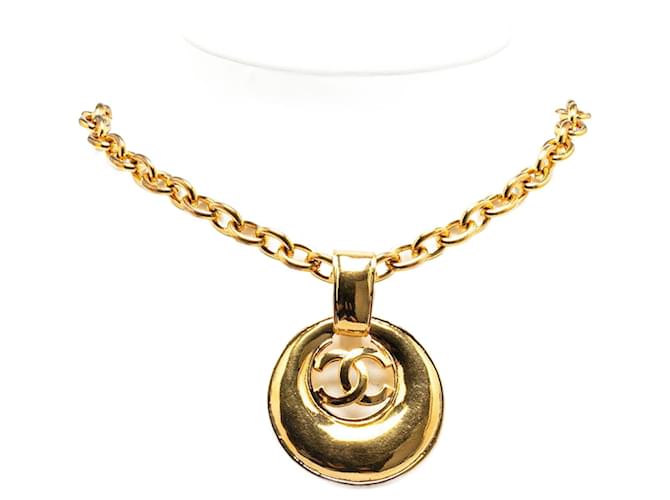 Chanel Coco Mark Necklace Gold Plated in Very Good Condition Golden Metal  ref.1419562