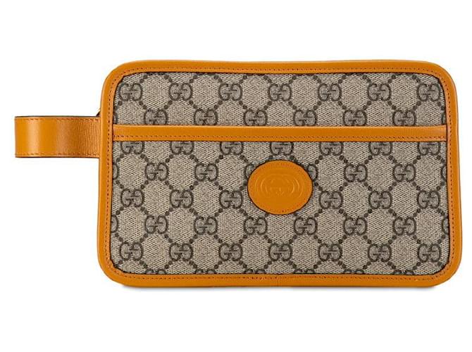 Gucci Gucci GG Supreme ineinandergreifende G PVC-Leder-Clutch 625764 Plastik-Clutch 625764 in Großartig Beige Kunststoff  ref.1419572