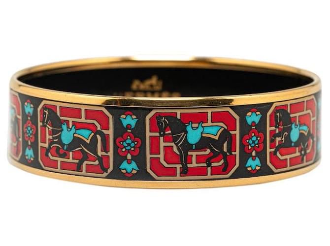 Hermès Hermes Enamel Horse Bangle GM  Enamel Bangle in Excellent condition Red  ref.1419575