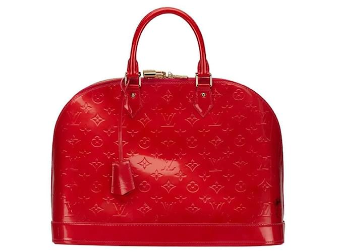 Louis Vuitton Monogram Vernis Alma GM Handbag M93596 in Very Good Condition Red Leather  ref.1419582