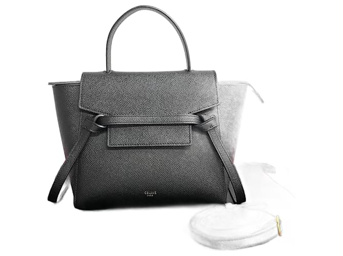 Céline Celine Leather Nano Belt Bag Bolsa Crossbody de couro em excelente estado Preto  ref.1419586