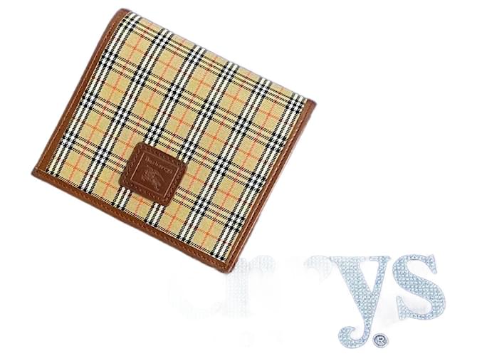 Burberry Nova Check Bifold Wallet Portefeuille court en toile en bon état Marron  ref.1419603