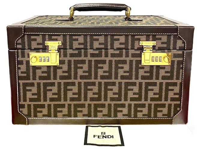 Fendi Zucca Canvas Vanity Box Canvas Handbag in Very Good Condition Brown Cloth  ref.1419606