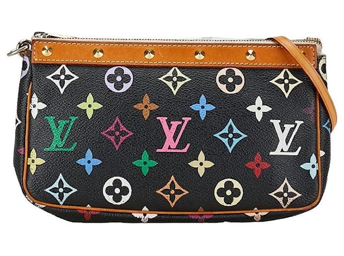 Louis Vuitton Monogram Multicolor Pochette Accessoires M92648 Black PVC Leather in Very Good Condition Cloth  ref.1419630